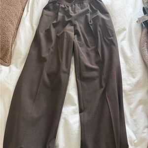 Babaton Brown Wide-Leg Trousers